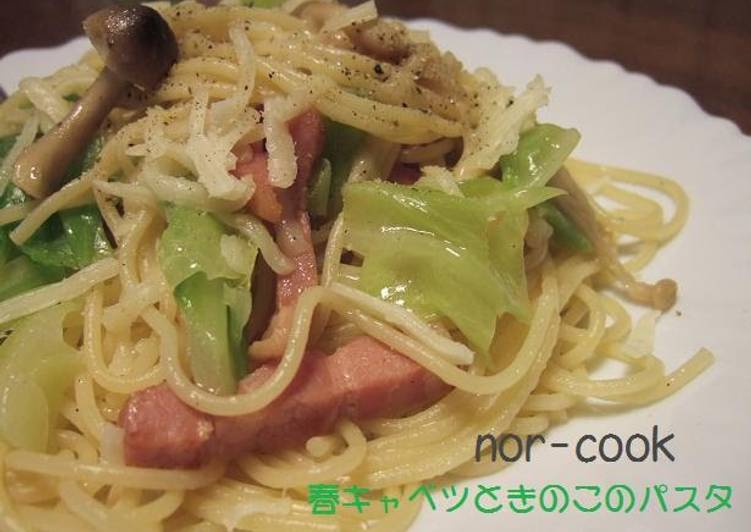 Recipe of Favorite Pasta with Spring Cabbage and Mushrooms