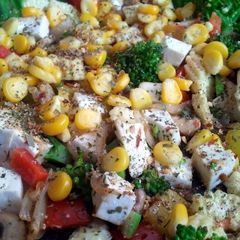 A picture of Mushroom, Corn and Brocli Salad.
