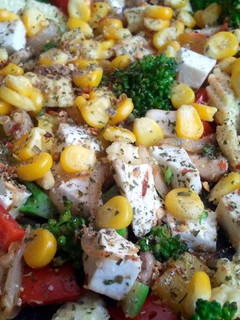 A picture of Mushroom, Corn and Brocli Salad.