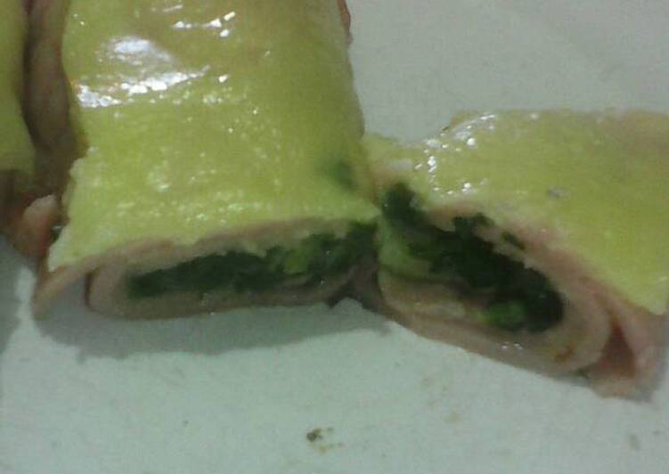 Rollitos de Jamón Rellenos de Acelga y Queso mozzarella