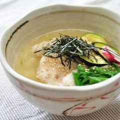 A picture of Chilled Chicken Ochazuke (Rice Porridge).