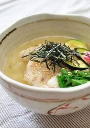 A picture of Chilled Chicken Ochazuke (Rice Porridge).
