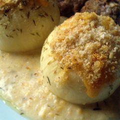 A picture of Vickys Whole Onion Gratin, GF DF EF SF NF.