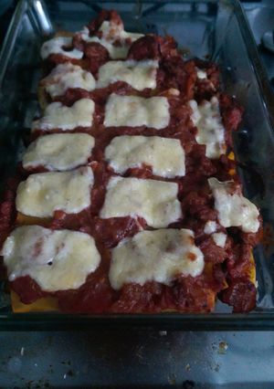 A picture of Sausage meat cannelloni.