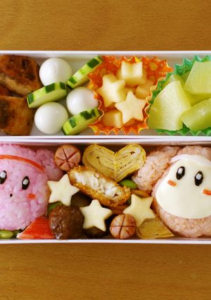 A picture of Kirby and Waddle Dee Sports Day Character Bento.
