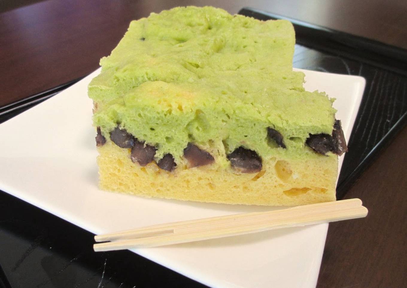 Two-Colored Matcha Adzuki Bean Steamed Cake made with a Hand Mixer