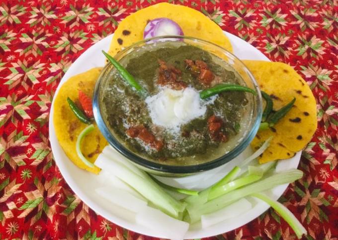 Recipe of Mario Batali Traditional Punjabi Sarson Ka Saag-Makki Ki Roti