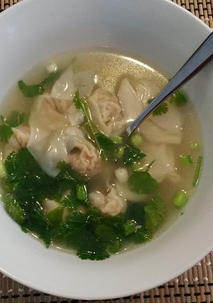 A picture of Turkey Broth Wonton Soup.