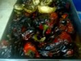 Parrillada de pimientos berenjenas patatas y cebollas