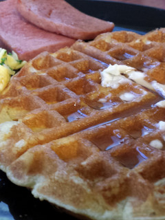 A picture of The fluffiest waffles ever!.