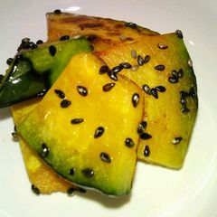 A picture of Butter Kabocha with Black Sesame Seeds.