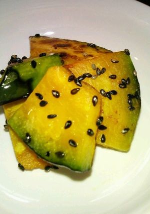 A picture of Butter Kabocha with Black Sesame Seeds.