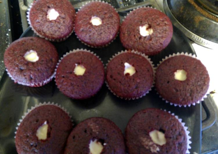 Recipe of Any-night-of-the-week Filled Red Velvet Cupcakes