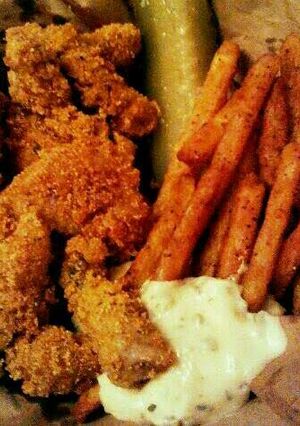 A picture of Crispy Catfish with Dilly Tarter Sauce.