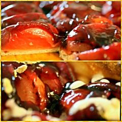 A picture of Sig's Ginger and Wine glazed Plum Pizza with Honey/Vanilla Masc.