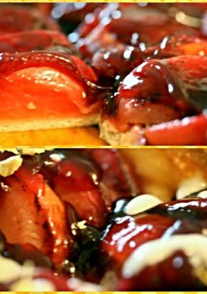 A picture of Sig's Ginger and Wine glazed Plum Pizza with Honey/Vanilla Masc.