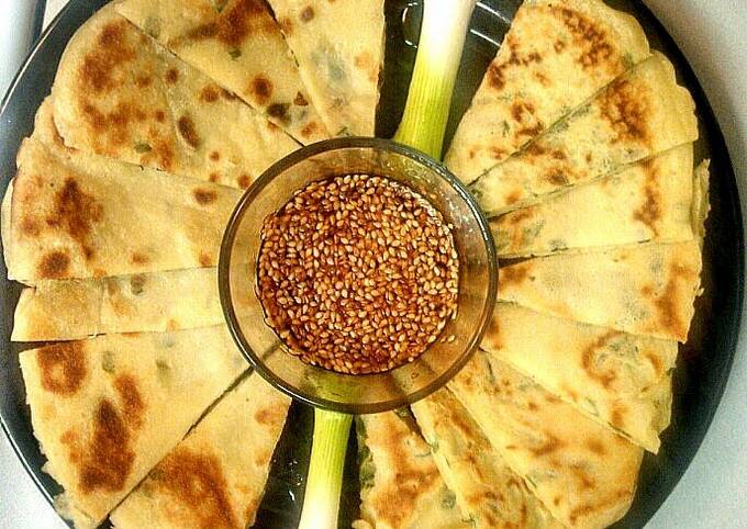 Scallion Pancakes w/Sesame Dipping Sauce