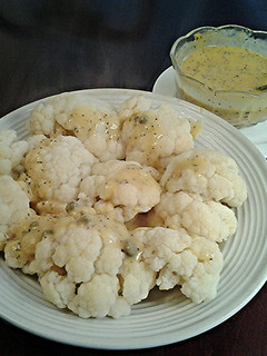 A picture of Cauliflower with Chili Lime Hollandaise Sauce.