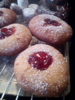 A picture of Sunshine's homemade doughnuts / chocolate glaze.