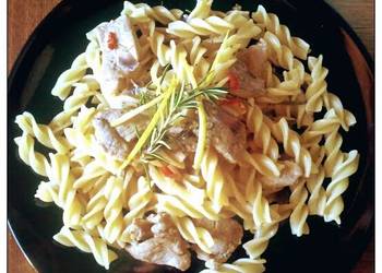 Unique Cuisine Pasta  pork chops with rosemary  lemon rind Restaurant Style