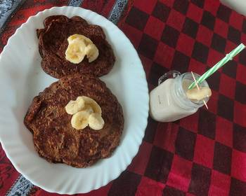 Unique Cuisine Banana pan cake with banana shake Delicious Simple