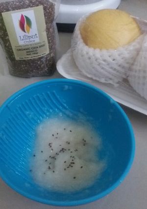 Foto resep MPASI 7 bulan, Puree buah pear dan yogurt