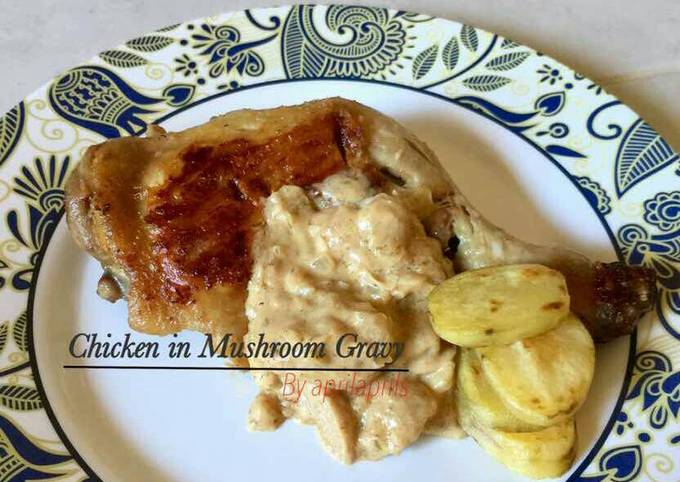 Cara praktis bikin 11. Chicken in Homemade Mushroom Gravy NO MSG  lezat