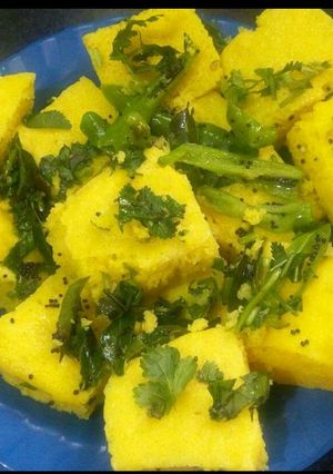 A picture of Suji Besan mix dhokla.