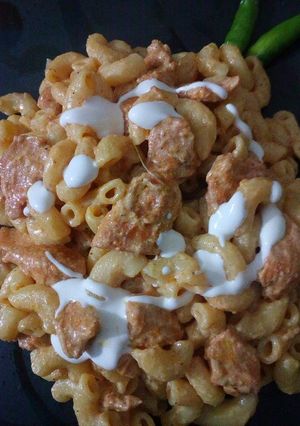A picture of Creamy cheese pasta.