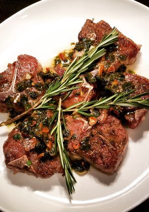 A picture of Pan Fried Lemon and Garlic Lamb Chops.