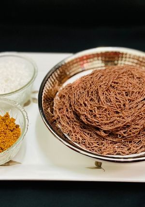 A picture of Ragi millet idiyappam/ Finger millet idiyappam.