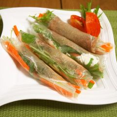 A picture of Cured Ham and Marscapone Spring Rolls.
