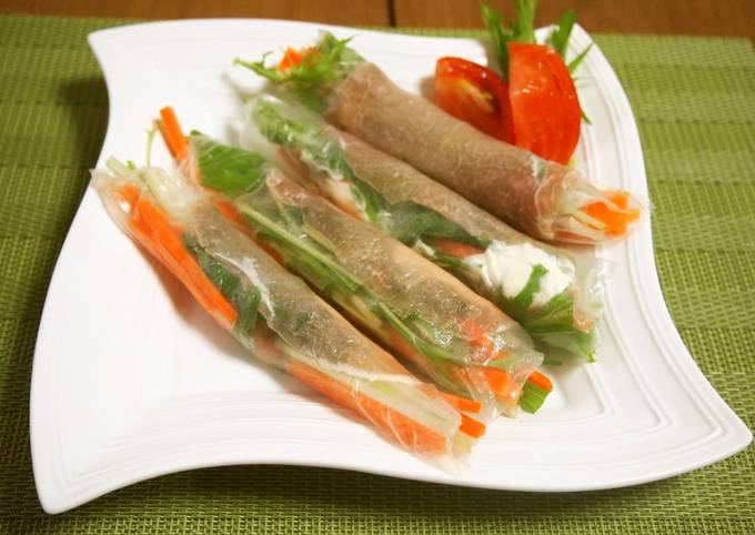 Cured Ham and Marscapone Spring Rolls