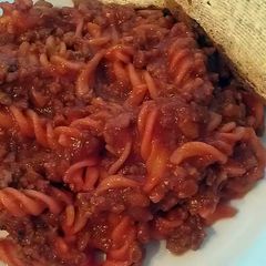 Vickys Pork Mince Pasta Bolognese, GF DF EF SF NF & Tomato Free A picture of Vickys Pork Mince Pasta Bolognese, GF DF EF SF NF & Tomato Free.