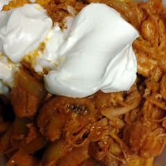 A picture of Achiote shredded chicken.