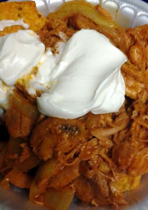 A picture of Achiote shredded chicken.