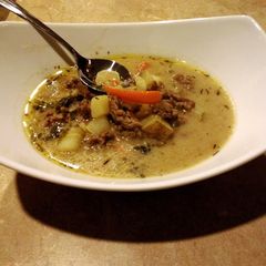 A picture of Beef and potato soup.