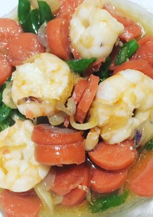 Foto resep Udang sosis tumis cabai hijau
