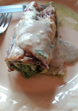 Una foto de Canelones de espinaca y ricota sin sal