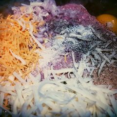 A picture of 2 cheese ground turkey burgers.