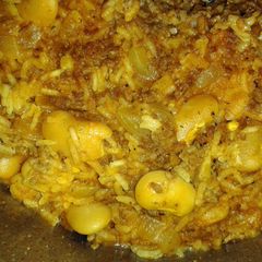 A picture of Minced meat with beans and rice.