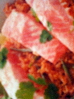 A picture of thai green salmon with fragrant rice.