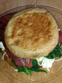A picture of Egg whites and turkey bacon.