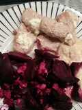 Honey fried pork and oven baked turnips with feta