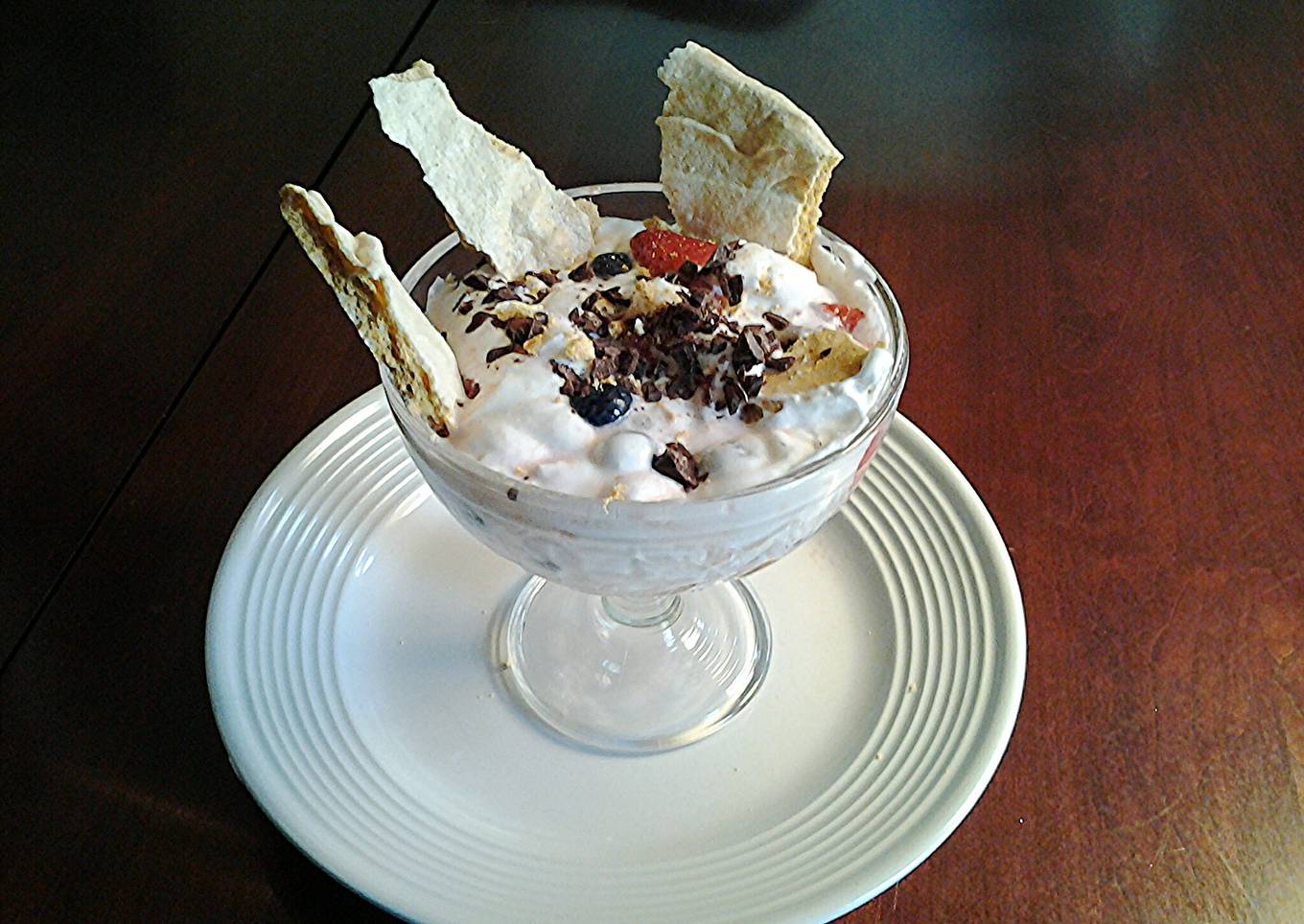 Eton Mess-- An English dessert of Meringue, Cream and Strawberries