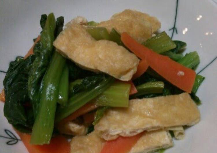 Recipe of Homemade Simple Simmered Fried Tofu and Komatsuna Without Water