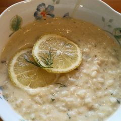A picture of Lemon Chicken and Rice Soup.