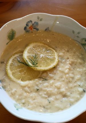 A picture of Lemon Chicken and Rice Soup.