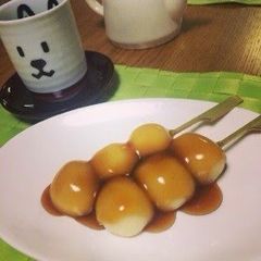 A picture of Mitarashi Dango with Shiratamako & Silken Tofu.
