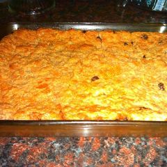 A picture of Raisin Bread Pudding /Budín de pan con pasas.